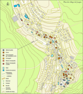 Plan du village de Jougne © Région Bourgogne-Franche-Comté, Inventaire du patrimoine