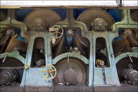 Machine à papier. Détail des cylindres de la sécherie. © Région Bourgogne-Franche-Comté, Inventaire du patrimoine