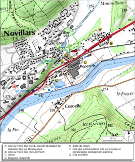 Carte de localisation : usine et bâtiments sociaux. SCAN 25 © IGN 2008, Licence n°2008CISE29-68. © Région Bourgogne-Franche-Comté, Inventaire du patrimoine