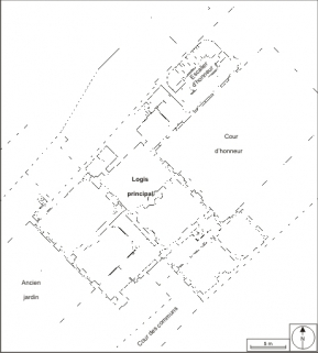 Plan de l'étage entre cour et jardin. © Région Bourgogne-Franche-Comté, Inventaire du patrimoine