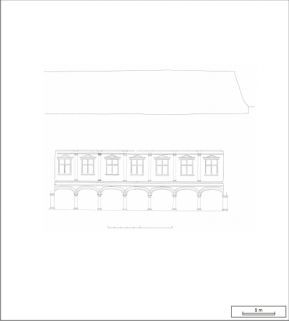 Restitution photogrammétrique de l' élévation externe de la façade sud sur cour intérieure. © Région Bourgogne-Franche-Comté, Inventaire du patrimoine Restitution photogrammétrique de l' élévation externe de la façade sud sur cour intérieure. © Région Bourgogne-Franche-Comté, Inventaire du patrimoine