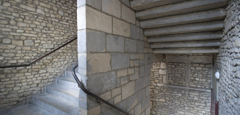 Détail de l'escalier principal en maçonnerie. © Région Bourgogne-Franche-Comté, Inventaire du Patrimoine