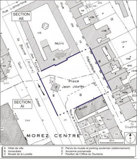 Plan de situation. Extrait du plan cadastral, 1980, sections AE et AI, échelle 1:1000. © Région Bourgogne-Franche-Comté, Inventaire du patrimoine Plan de situation. Extrait du plan cadastral, 1980, sections AE et AI, échelle 1:1000. © Région Bourgogne-Franche-Comté, Inventaire du patrimoine
