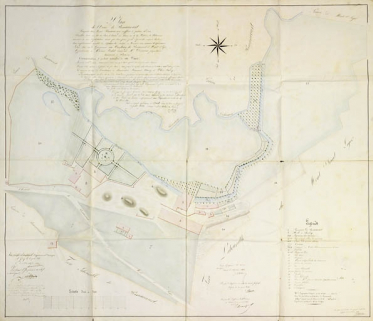 Plan de l'usine de Renaucourt composée d'un haut fourneau avec soufflerie à pistons, de 2 patouillets [...], appartenant à Mme Rochet veuve de M. Dornier. © Région Bourgogne-Franche-Comté, Inventaire du patrimoine