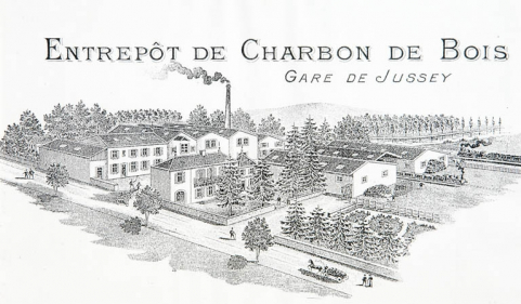 Entrepôt de charbon de bois [vue cavalière]. © Région Bourgogne-Franche-Comté, Inventaire du patrimoine