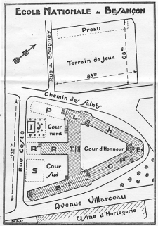 Ecole nationale de Besançon [plan-masse et de situation des bâtiments], 1931. © Région Bourgogne-Franche-Comté, Inventaire du patrimoine