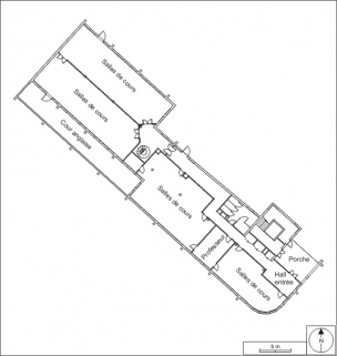 Externat, bâtiment Coste : plan du rez-de-chaussée. © Région Bourgogne-Franche-Comté, Inventaire du patrimoine Externat, bâtiment Coste : plan du rez-de-chaussée. © Région Bourgogne-Franche-Comté, Inventaire du patrimoine