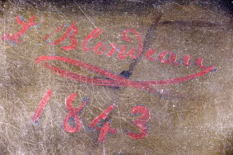 Saint Marc. Détail : signature du peintre Blondeau et la date 1843. © Région Bourgogne-Franche-Comté, Inventaire du patrimoine