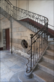 Détail du départ de l'escalier principal. © Région Bourgogne-Franche-Comté, Inventaire du Patrimoine