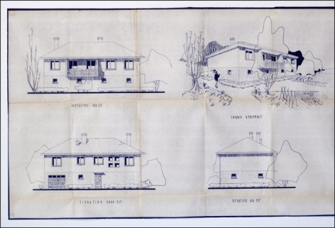 Maison individuelle économique et familiale type F6. Elévations, 1956. © Région Bourgogne-Franche-Comté, Inventaire du patrimoine