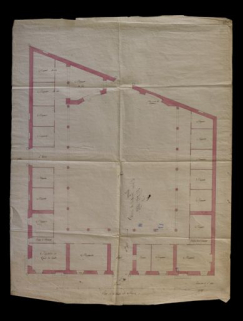 Plan de la halle de Morez, 1820. © Région Bourgogne-Franche-Comté, Inventaire du patrimoine Plan de la halle de Morez, 1820. © Région Bourgogne-Franche-Comté, Inventaire du patrimoine