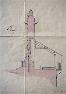 Fontaine Lavoir et Echopes à construire à Morez [détail de la coupe], 1819. © Région Bourgogne-Franche-Comté, Inventaire du patrimoine