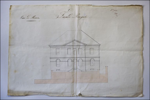 Cure de Morez. 4e feuille. Façade principale, 1836. © Région Bourgogne-Franche-Comté, Inventaire du patrimoine
