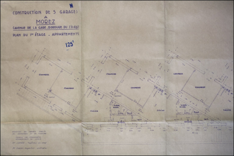 Construction de 5 garages à Morez (avenue de la Gare, bordure du C.D. 69). Plan du 1er étage. Appartements, 1948. © Région Bourgogne-Franche-Comté, Inventaire du patrimoine