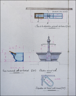 Etablissement de bassins en fonte au lavoir public dit de l'Hôpital. Dessins, 1912. © Région Bourgogne-Franche-Comté, Inventaire du patrimoine