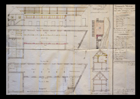 Commune de Morez. Projet relatif à l'appropriation d'un atelier d'horlogerie en petit [plans et coupes], 1854. © Région Bourgogne-Franche-Comté, Inventaire du patrimoine