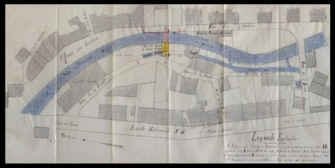 Etablissement d'une passerelle sur la Bienne pour faire communiquer la Rue des Jardins à la Rue de la Poste [...], 1893. © Région Bourgogne-Franche-Comté, Inventaire du patrimoine