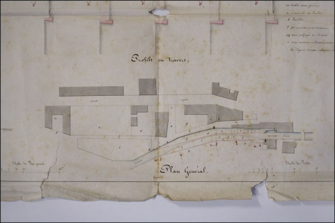 Projet pour le redressement du lit de la rivière et l'agrandissement du quai de la Promenade, 1843. © Région Bourgogne-Franche-Comté, Inventaire du patrimoine Projet pour le redressement du lit de la rivière et l'agrandissement du quai de la Promenade, 1843. © Région Bourgogne-Franche-Comté, Inventaire du patrimoine