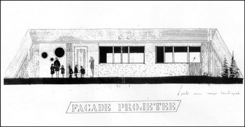 Chapelle de Villedieu. Modifications de façades. Plan. Façade projetée, 1998. © Région Bourgogne-Franche-Comté, Inventaire du patrimoine