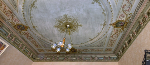 Salle à manger : vue d'ensemble du plafond. © Région Bourgogne-Franche-Comté, Inventaire du patrimoine