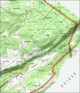 Carte des limites de la commune, partie est. © Région Bourgogne-Franche-Comté, Inventaire du patrimoine