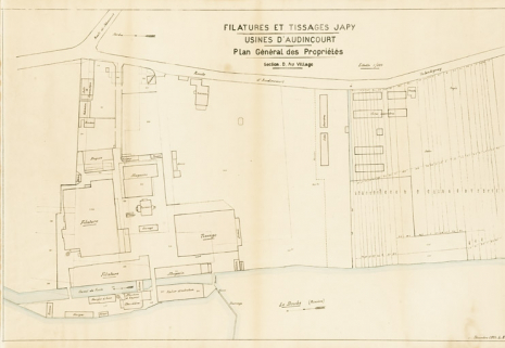Filatures et Tissages Japy. Usines d'Audincourt. Plan général des propriétés. © Région Bourgogne-Franche-Comté, Inventaire du patrimoine