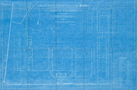 SA des automobiles et cycles Peugeot Sochaux. Usine de Sochaux. Plan d'ensemble. © Région Bourgogne-Franche-Comté, Inventaire du patrimoine SA des automobiles et cycles Peugeot Sochaux. Usine de Sochaux. Plan d'ensemble. © Région Bourgogne-Franche-Comté, Inventaire du patrimoine