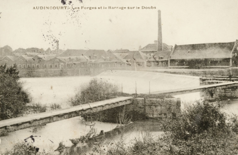 Audincourt - Les Forges et le barrage sur le Doubs. © Région Bourgogne-Franche-Comté, Inventaire du patrimoine