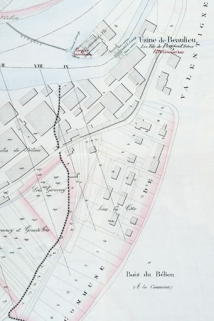 Plan des lieux. Usine Les fils de Peugeot Frères à Valentigney Beaulieu. Demande en révision de l'arrêté préfectoral du 14 décembre 1864. © Région Bourgogne-Franche-Comté, Inventaire du patrimoine Plan des lieux. Usine Les fils de Peugeot Frères à Valentigney Beaulieu. Demande en révision de l'arrêté préfectoral du 14 décembre 1864. © Région Bourgogne-Franche-Comté, Inventaire du patrimoine