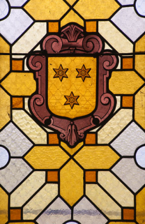 Verrière héraldique de Philibert de Molans. © Région Bourgogne-Franche-Comté, Inventaire du patrimoine