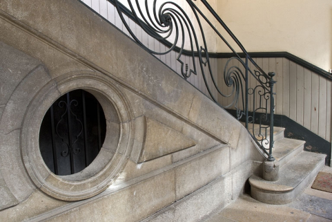 Logis principal : détail du départ de l'escalier. © Région Bourgogne-Franche-Comté, Inventaire du Patrimoine
