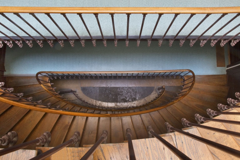 Intérieur, escalier : vue plongeante. © Région Bourgogne-Franche-Comté, Inventaire du Patrimoine