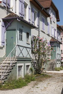 Détail de la façade antérieure de l'immeuble sud. © Région Bourgogne-Franche-Comté, Inventaire du patrimoine