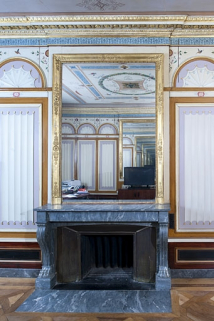 Logis principal, intérieur, salon : détail de la cheminée. © Région Bourgogne-Franche-Comté, Inventaire du Patrimoine