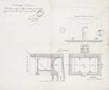 Plan, élévation et coupe des latrines pour les soldats. © Région Bourgogne-Franche-Comté, Inventaire du patrimoine