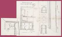 Plan, élévation et coupe pour la construction des latrines pour les soldats : volet de gauche ouvert. © Région Bourgogne-Franche-Comté, Inventaire du patrimoine