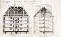 Coupes du corps de casernes à construire. © Région Bourgogne-Franche-Comté, Inventaire du patrimoine