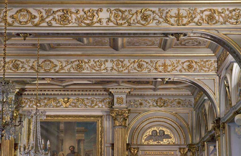 Logis principal, chapelle : détail du décor du plafond. © Région Bourgogne-Franche-Comté, Inventaire du Patrimoine