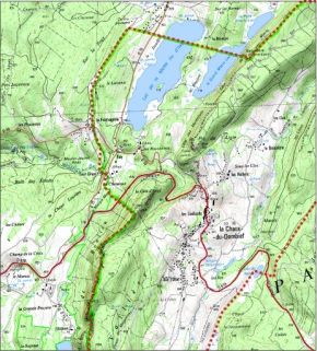 Carte des limites de la commune, partie centre. Extrait de la carte IGN, échelle 1/25 000 ; SCAN 25 (c) IGN - 2008, Licence n° 2008CISE29-68. © Région Bourgogne-Franche-Comté, Inventaire du patrimoine