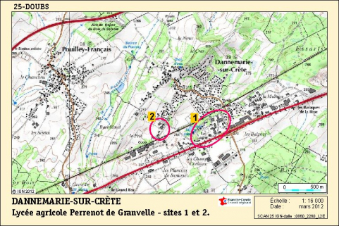 Carte de localisation. Carte topographique, IGN, 2012, dalle 0860-2260-L2E, échelle 1:16 000. © Région Bourgogne-Franche-Comté, Inventaire du patrimoine