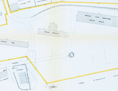Morteau. Collège d'enseignement technique. Cadastre « section B » [projet d'implantation de l'oeuvre], 1967. © Région Bourgogne-Franche-Comté, Inventaire du patrimoine