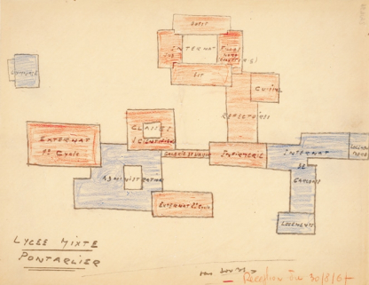 Lycée mixte Pontarlier. Réception du 30/8/67, 1967. © Région Bourgogne-Franche-Comté, Inventaire du patrimoine