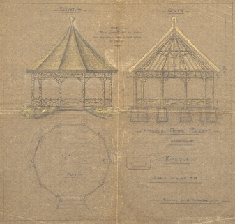 M. Pierre Peugeot. Hérimoncourt. Kiosque. Plan, coupe, élévation. © Région Bourgogne-Franche-Comté, Inventaire du patrimoine