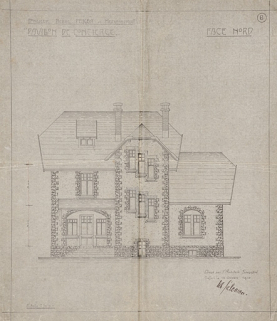 Propriété de M. Pierre Peugeot à Hérimoncourt. Pavillon de concierge. Face nord. © Région Bourgogne-Franche-Comté, Inventaire du patrimoine