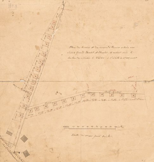 Plan des terrains et des maisons d'ouvriers situés aux lieudits Grand Boulet et Boulets Montants de Fesches-le-Châtel [...] © Région Bourgogne-Franche-Comté, Inventaire du patrimoine