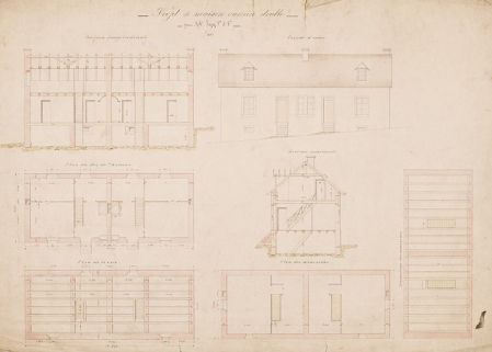 Projet de maison ouvrière double pour MM. Japy Frères et Cie. © Région Bourgogne-Franche-Comté, Inventaire du patrimoine Projet de maison ouvrière double pour MM. Japy Frères et Cie. © Région Bourgogne-Franche-Comté, Inventaire du patrimoine