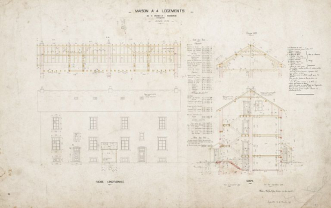 Maison à quatre logements de 4 pièces et une mansarde. © Région Bourgogne-Franche-Comté, Inventaire du patrimoine