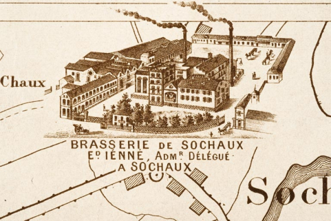 Plan monumental des grandes usines [...]. Brasserie de Sochaux [détail]. © Région Bourgogne-Franche-Comté, Inventaire du patrimoine