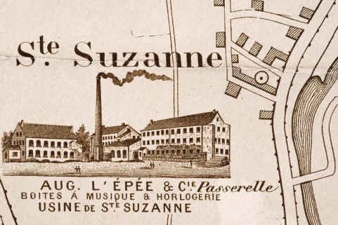 Plan monumental des grandes usines [...]. Fonderie, laminage, tréfilerie, pointerie [détail]. © Région Bourgogne-Franche-Comté, Inventaire du patrimoine