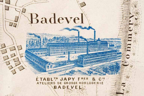 Plan monumental des grandes usines [...]. Ateliers de grosse horlogerie Japy Frères et Cie [détail]. © Région Bourgogne-Franche-Comté, Inventaire du patrimoine